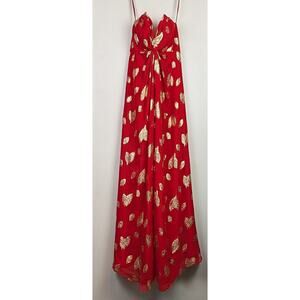Vintage Victor Costa Strapless Dress Red/Gold 8